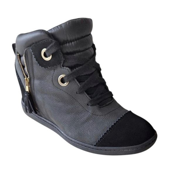 SKECHERS SKCH 3 Hidden Wedge Leather Ankle Boot Goth Indie Sleeze 8 Whimsigoth - Picture 1 of 9